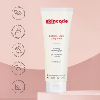 Skincode Essentials Purifying Cleansing Gel (4.2oz)| Deep Face Cleanser with Pro-Vitamin B5 & Botanical Extracts | Removes Makeup & Regulates Sebum| Gentle Wash for Women | Oil-Free Skin Care Solution