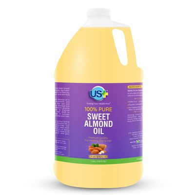 US+ 100% Pure Sweet Almond Oil - All-natural, Expeller-pressed, Hexane-free - Premium Quality for Healthy Skin &amp; Hair (1 Gallon)