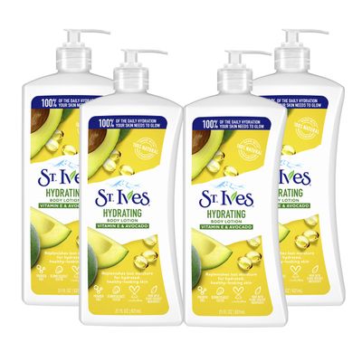 St. Ives Hydrating Hand &amp; Body Lotion Moisturizer for Dry Skin Vitamin E &amp; Avocado Made with 100% Natural Moisturizers 21 oz (pack of 4)