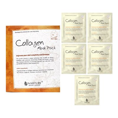 Naisture Vegetable Collagen (5pc) Korean Face Mask: Smooth and Moisturizing Skincare Sheet Mask for All Skin Types. Ideal for Home Spa Self-Care and Perfect Gifts for Women and Men