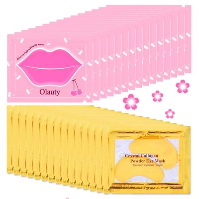 Miniling 30 Pairs Lip Masks &amp; 24K Gold Eye Masks, Crystal Collagen Under Eye Patches for Puffy Eyes, Undereye Bags, Wrinkles, Eye Masks for Dark Circles and Puffines, Skincare Gifts for Women