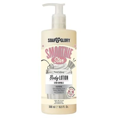 Soap &amp; Glory Smoothie Star Moisturizing Body Lotion - Non-Greasy Body Moisturizer with Skin-Softening Cocoa Butter &amp; Coconut Oil - Almond &amp; Vanilla Scented Lotion (500ml)