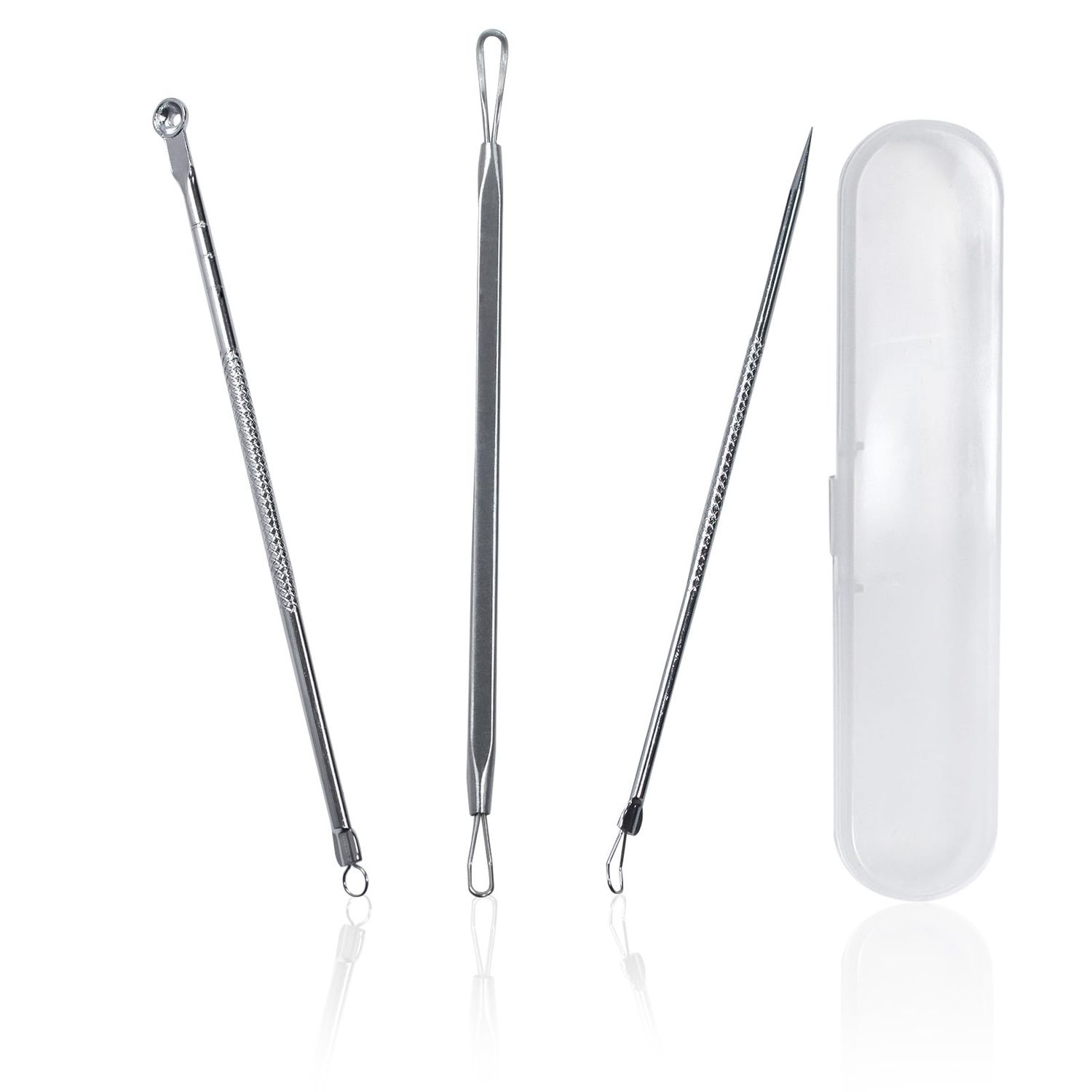 Wozoohyi Blackhead Extractor 3 PCS Pimple Popper Tool,Pimple Popper for Nose Face,Comedone Extractor Tool for Zit Acne Whitehead Blemish,304 - Stainless Steel Pore Extractor (A-Silver)
