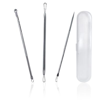 Wozoohyi Blackhead Extractor 3 PCS Pimple Popper Tool,Pimple Popper for Nose Face,Comedone Extractor Tool for Zit Acne Whitehead Blemish,304 - Stainless Steel Pore Extractor (A-Silver)