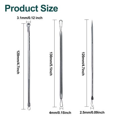Wozoohyi Blackhead Extractor 3 PCS Pimple Popper Tool,Pimple Popper for Nose Face,Comedone Extractor Tool for Zit Acne Whitehead Blemish,304 - Stainless Steel Pore Extractor (A-Silver)