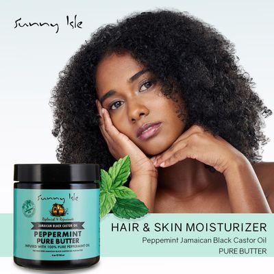 Sunny Isle Jamaican Black Castor Oil Pure Butter infused with Peppermint Oil 4oz | Natural Hair and Skin Care