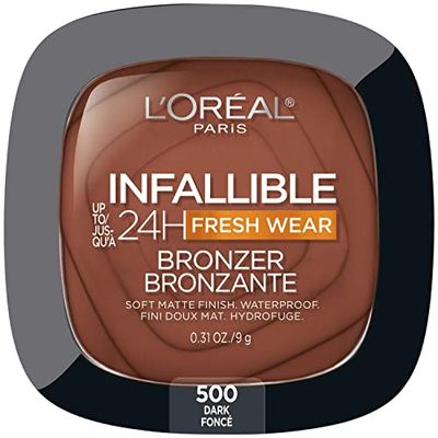L&#39;Oreal Paris Infallible Up to 24H Fresh Wear Soft Matte Longwear Bronzer. Waterproof, heatproof, Transfer, humidity and sweatproof, Dark, 0.31 oz