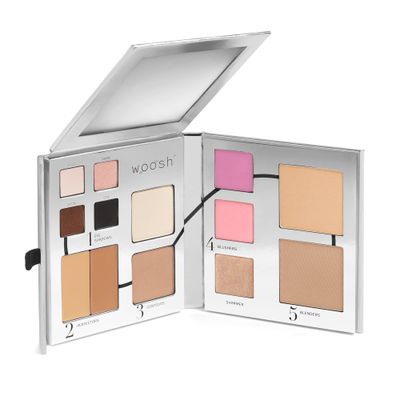 Woosh Beauty, Fold out Face Original Makeup Palette, Travel, All in One, Neutral Cream &amp; Powder (#2.5 Medium Tan)