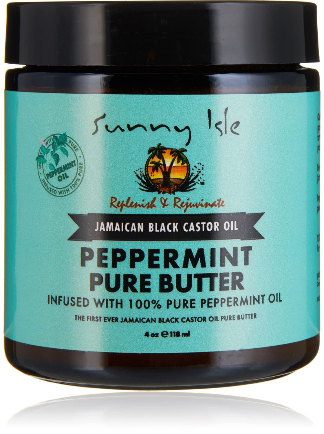 Sunny Isle Jamaican Black Castor Oil Pure Butter infused with Peppermint Oil 4oz | Natural Hair and Skin Care