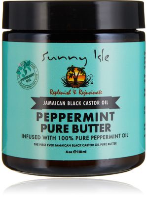 Sunny Isle Jamaican Black Castor Oil Pure Butter infused with Peppermint Oil 4oz | Natural Hair and Skin Care