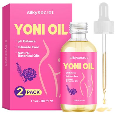 SilkySecret Yoni Oil (60ml, 2 Packs), pH Balance &amp; Intimate Care Oil, Feminine Hygiene Essentials for Smell &amp; Taste, Body Juice Oil for Women, Intimate Deodorant, Feminine Spray, Rose &amp; Lavender Scent