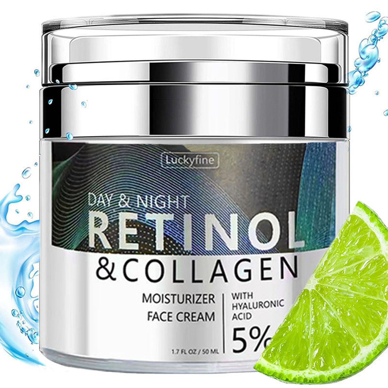 Retinol Face Cream with Collagen, Day &amp; Night Face Moisturizer Anti Wrinkle Skin Care, Reduces Dark Spots &amp; Fine Lines, Firming Cream for Face and Neck, Evens Tone 1.76 Fl Oz