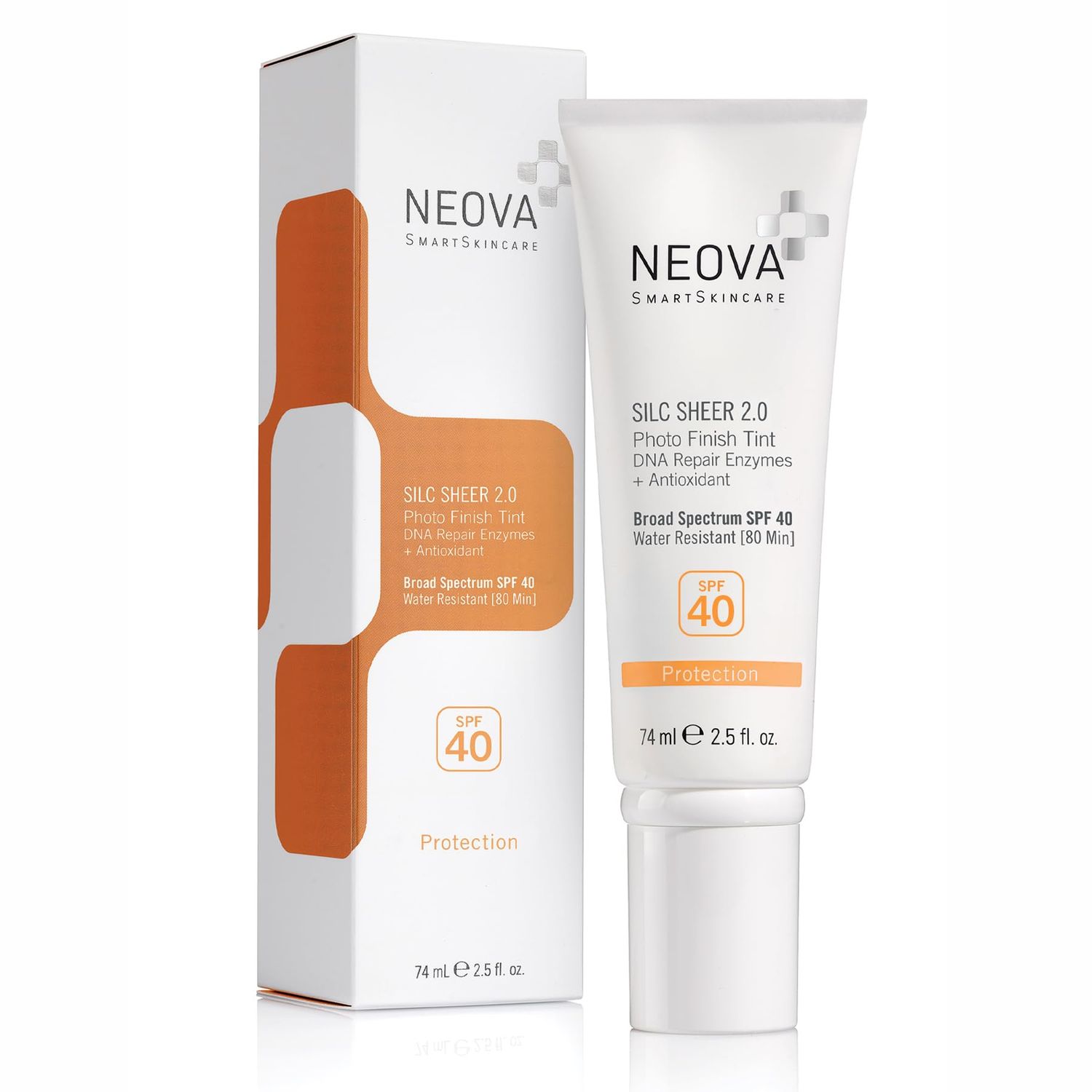 NEOVA SmartSkincare Silc Sheer 2.0 Tinted Sunscreen 2.5 fl oz | Broad Spectrum SPF 40 | Up To 80 min. Water Resistance | Oil &amp; Fragrance Free | For All Skin Types