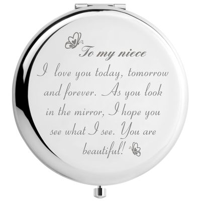 Peayale Gift for Niece from Aunt,to My Niece,Niece Birthday Gifts from Auntie Uncle Travel Mirror, Niece Graduation Gifts from Aunt (Beautiful Niece)