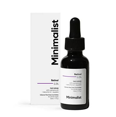 Minimalist 0.3% Retinol Serum For Anti Aging | Night Face Serum With Squalane Base &amp; Coenzyme Q10 To Reduce Fine Lines &amp; Wrinkles | For Women &amp; Men | 1 Fl Oz / 30 ml