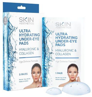 Skin Aesthetics Hyaluronic &amp; Collagen Under Eye Patches - Reduces Puffiness, Eye Bags &amp; Wrinkles, Ultra Hydrating - Dermatologist Tested Korean Skincare - Clean Beauty, Cruelty-Free - 5 Pairs
