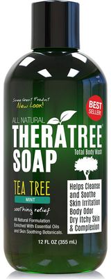 Oleavine TheraTree Tea Tree Oil Soap with Neem Oil - 12oz - Helps Skin Irritation, Body Odor, &amp; Helps Restore Healthy Complexion for Body and Face TheraTree