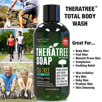 Oleavine TheraTree Tea Tree Oil Soap with Neem Oil - 12oz - Helps Skin Irritation, Body Odor, & Helps Restore Healthy Complexion for Body and Face TheraTree