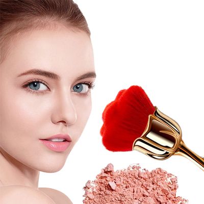 JERCLITY 2 Pieces Rose Makeup Brushes Blush Brush Super Large Face Powder Makeup Brushes kabuki brushes for Powder Cosmetic Nail Dust Brush Loose Powder Brush Makeup Manicure (Gold Brown/Gold Red)