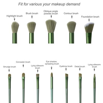 Makeup Brushes,13 PCS Make Up Brush Set for Foundation Eyebrow Concealer Eye Shadows Powder,Makeup Brush Kits for Travel and Daily Makeup Use (Green)
