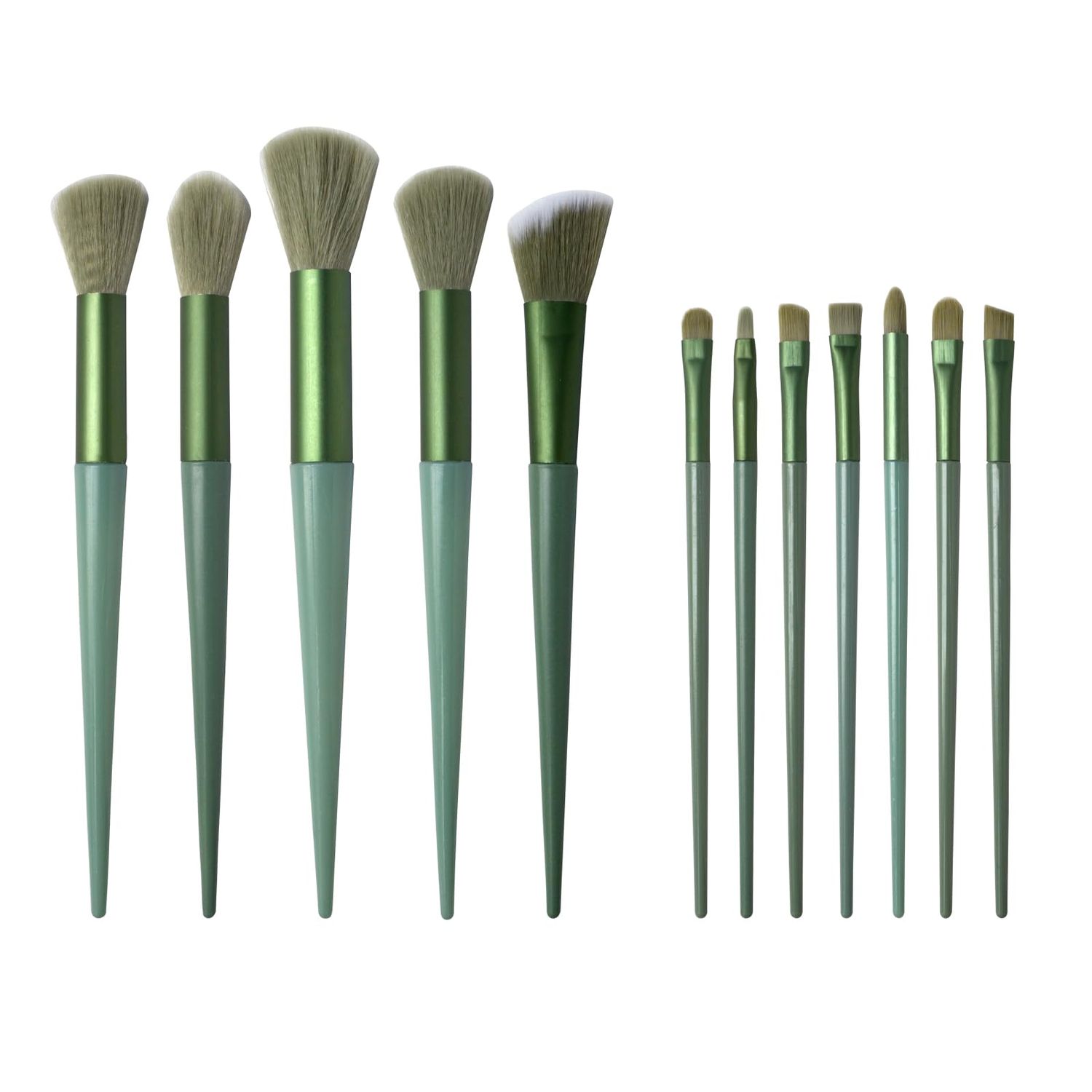 Makeup Brushes,13 PCS Make Up Brush Set for Foundation Eyebrow Concealer Eye Shadows Powder,Makeup Brush Kits for Travel and Daily Makeup Use (Green)