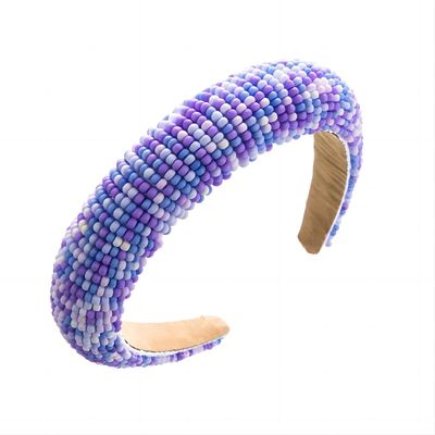 MUQINGWAN Women&#39;s Headband Spring and Summer elegant Temperament Colorful rice Beads Sponge Crystal Girls and Women Face Wash, Skin Care, Beauty Daily Hair Styling Head bandspurple