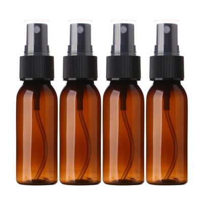 Spray Bottles 30ML(1oz), 4 Pack Amber Empty Plastic Mini Travel Bottle Set with Fine Mist Portable Refillable Makeup Cosmetic Atomizer Travel Size Bottle for Perfume, Cosmetic, Skincare, Aromatherapy