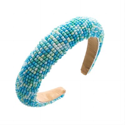 MUQINGWAN Women's Headband Spring and Summer elegant Temperament Colorful rice Beads Sponge Crystal Girls and Women Face Wash, Skin Care, Beauty Daily Hair Styling Head bandspurple
