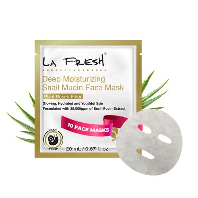 La Fresh Deep Moisturizing Snail Mucin Sheet Mask, Glow, and Hydration Face Mask with Snail Mucin Essence, 10 Count