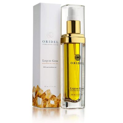 Oridel Liquid Gem Regenerating Face Oil - Facial Moisturizer - 100% Natural, Organic Skincare with Citrine Stone, Argan and Sea Buckthorn, Anti-Aging Botanical Ingredients, 1 Ounce Bottle