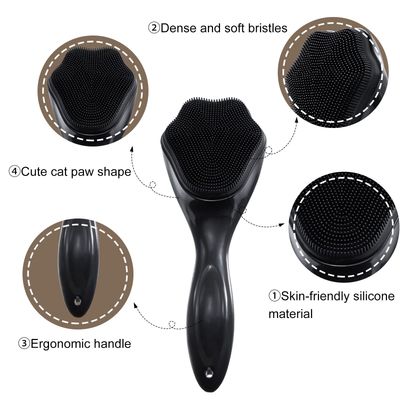 Silicone Face Scrubber Exfoliating Brush 2 Pack for Men, Beomeen Manual Handheld Facial Cleansing Brush Blackhead Scrubber, Soft Bristles Waterproof for Face Skincare, Black