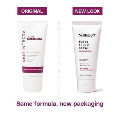 SkinIntegra Rapid Crack Repair Healing Cream, Urea with Lactid Acid for Faster Relief for Extremely Dry Cracked Skin. Moisturizing Barrier Repair Cream. 3oz