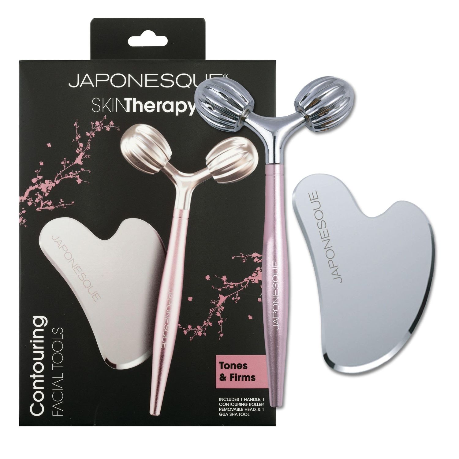 JAPONESQUE SKINTherapy Contouring Facial Tool V Roller for Lymphatic Drainage, Facial Massage, Relieves Tension and Improves Absorption of Skin Care Products