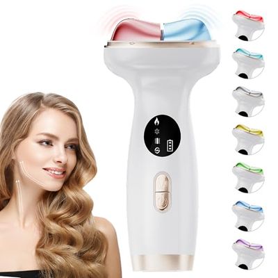 ZoGoo Upgraded Hot &amp; Cold Dual Mode Face and Neck Beauty Massager, 7 in 1 LED Facial Sculptor, 7 Modes -Micro - Vibration - 7 Light -Heating -Ice Compress for Home Skin Care, Face Lift Device