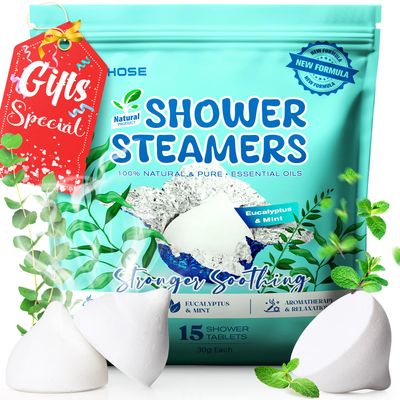 POPCHOSE Shower Steamers Aromatherapy 15 Pack, Valentines Day Gifts for Her - Chocolate Shaped, Birthday Gift for Women &amp; Men, Eucalyptus Natural Essential Oils for Sinus Relief, Home Spa &amp; Self Care