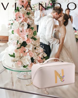 Vlando Gift Ideas for Women,Large Makeup Storage Bag,Birthday Gifts for Girls,Travel Toiletry Bag Skincare Bag for Women Girlfriend Wife Bridesmaid Teenage(Letter N)