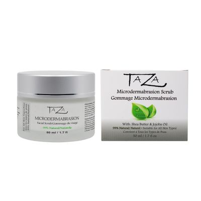 Premium Taza Natural Microdermabrasion Scrub, 50 ml (1.7 fl oz)  Radiant Complexion  With: Shea Butter, Coconut Oil, Grapeseed Oil, Almond Oil, Cocoa Butter