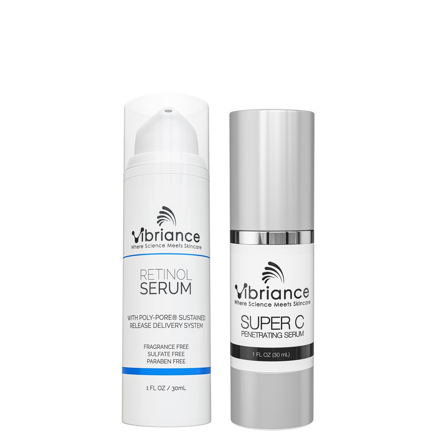 Vibriance Dynamic Duo Skincare Bundle | Super C Vitamin Serum, Retinol Skin Care Set - Age-Defying Day and Night Routine