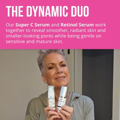 Vibriance Dynamic Duo Skincare Bundle | Super C Vitamin Serum, Retinol Skin Care Set - Age-Defying Day and Night Routine
