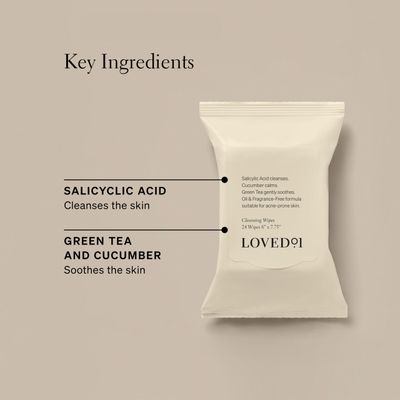 Loved01 Face &amp; Body Salicylic Acid Cleansing Wipes, John Legend Skincare, Oil &amp; Fragrance-Free, No-Rinse, Suitable for Blemish-Prone Skin, 2-Pack (48 wipes)