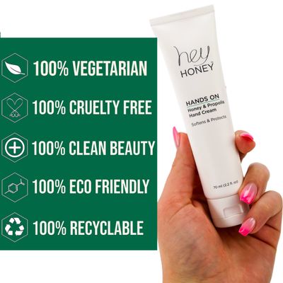 Hey Honey Skincare Hands On| Hydrating Extremely Dry Hand &amp; Elbow Cream | Powered with Shea Butter, Honey &amp; Propolis | Designed To Soften, Brighten &amp; Protect Skin Cracking | 2.2 Oz