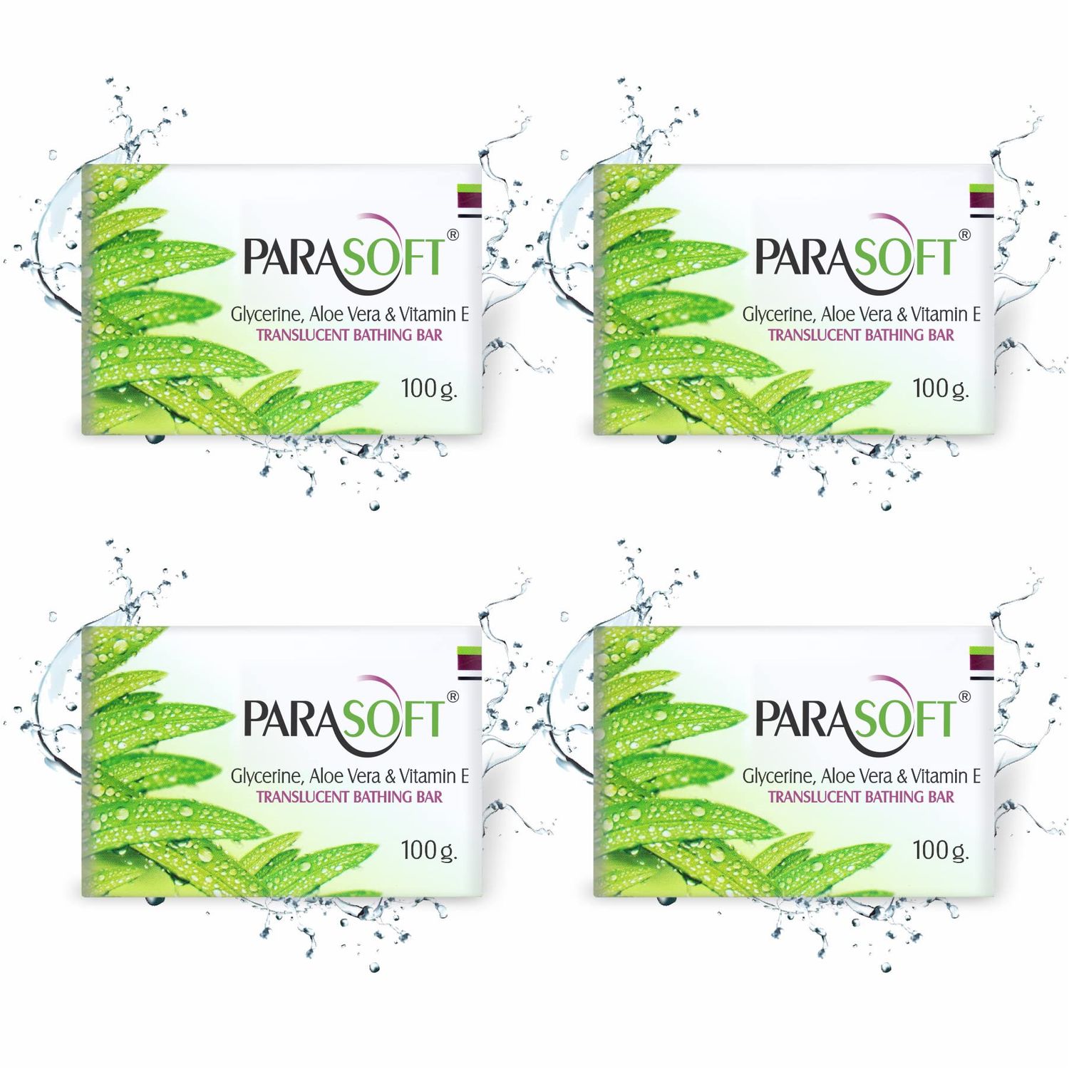 Parasoft Moisturising Cleansing Body Soap For Dry Skin with Goodness of Aloe Vera, Glycerine &amp; Vitamin E For Purification, Sensitive Skin Friendly -100 gm (Pack of 4)