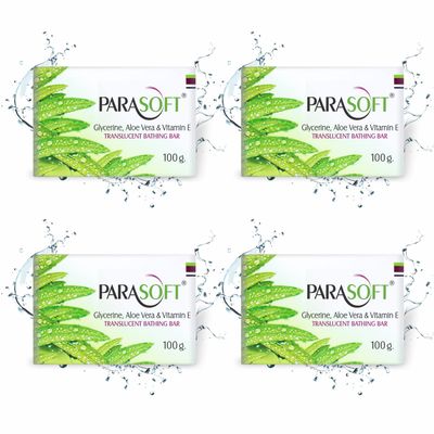 Parasoft Moisturising Cleansing Body Soap For Dry Skin with Goodness of Aloe Vera, Glycerine &amp; Vitamin E For Purification, Sensitive Skin Friendly -100 gm (Pack of 4)