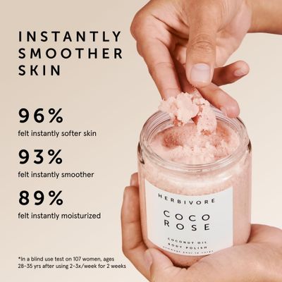 HERBIVORE Coco Rose Exfoliating Body Scrub - Cleansing Detox with Pink Clay, Moisturizing Coconut Oil &amp; Shea Butter, Plant-based, Vegan, Cruelty-Free, 8 oz