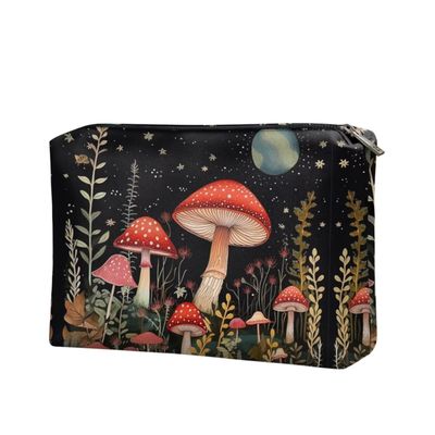 Oamsistay Red Mushroom Makeup Bag for Purse Lightweight Zipper Pouch For Women Clutch Makeup Brush Bag Travel Cosmetic Bag Can Hold Makeup Brushes Skincare