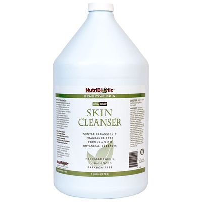 NutriBiotic - Sensitive Skin Non-Soap Skin Cleanser, 1 Gallon with GSE (Citricidal) | pH Balanced, Hypoallergenic &amp; Biodegradable | Free of Parabens, Sulfates, SLS, SLES, Dyes, Colorings &amp; Fragrance