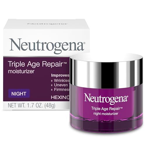 Neutrogena Triple Age Repair Anti-Aging Night Cream with Vitamin C; Fights Wrinkles &amp; Evens Tone, Firming Anti-Wrinkle Face &amp; Neck Cream; Glycerin &amp; Shea Butter, 1.7 oz