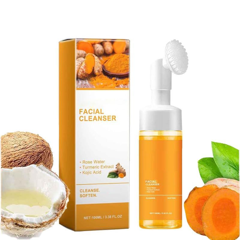 tropame 1Pcs Turmeric Facial Cleanser,Urmeric Facial CleanserTurmeric Foaming Cleanser,Deep cleansing of facial skin Turmeric Foaming Cleanser for All Skin