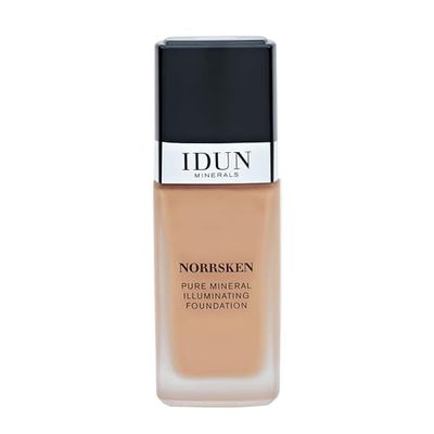 IDUN Minerals Liquid Norrsken Foundation - Silky Smooth Coverage - Luminous, Dewy Finish for Dry and Dull Skin - Water Resistant and Vegan Makeup - 214 Ylva - Neutral Dark - 1.01 oz