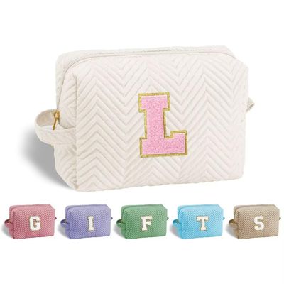 YOOLIFE Christmas Gifts for Girls Teen - Birthday Gifts 5 6 7 8 9 10 11 12 13 14 15 16 Year Old Girl, Stocking Stuffers for Girls Teen Kids, White Initial Makeup Bag for Girls L